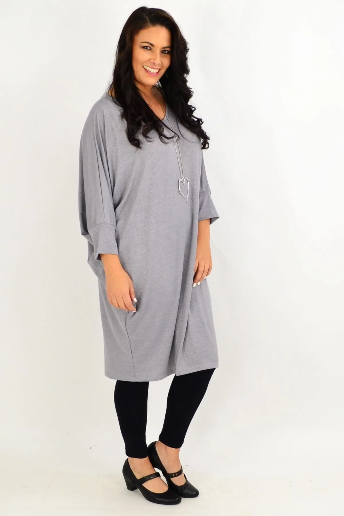Silver Grey Oversized Tunic Dress