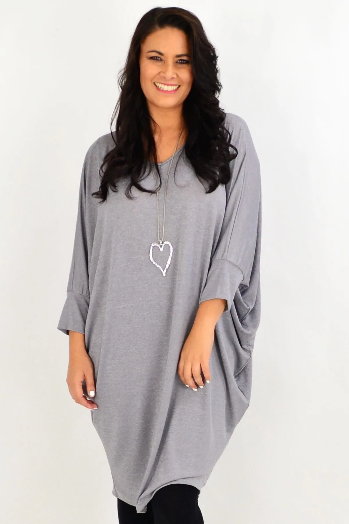 Silver Grey Oversized Tunic Dress