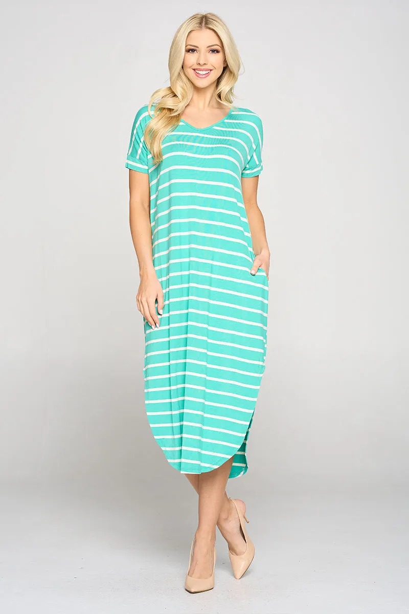 Simply Striped Rounded Hem Midi Dress