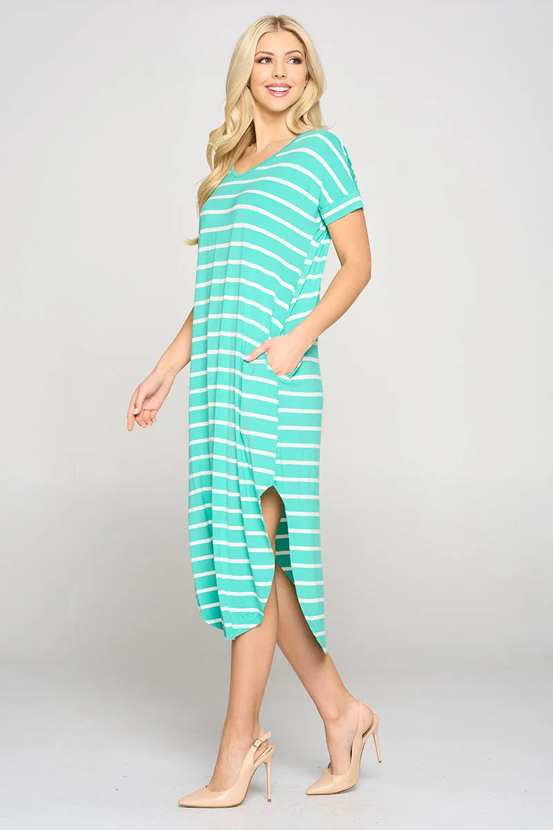 Simply Striped Rounded Hem Midi Dress