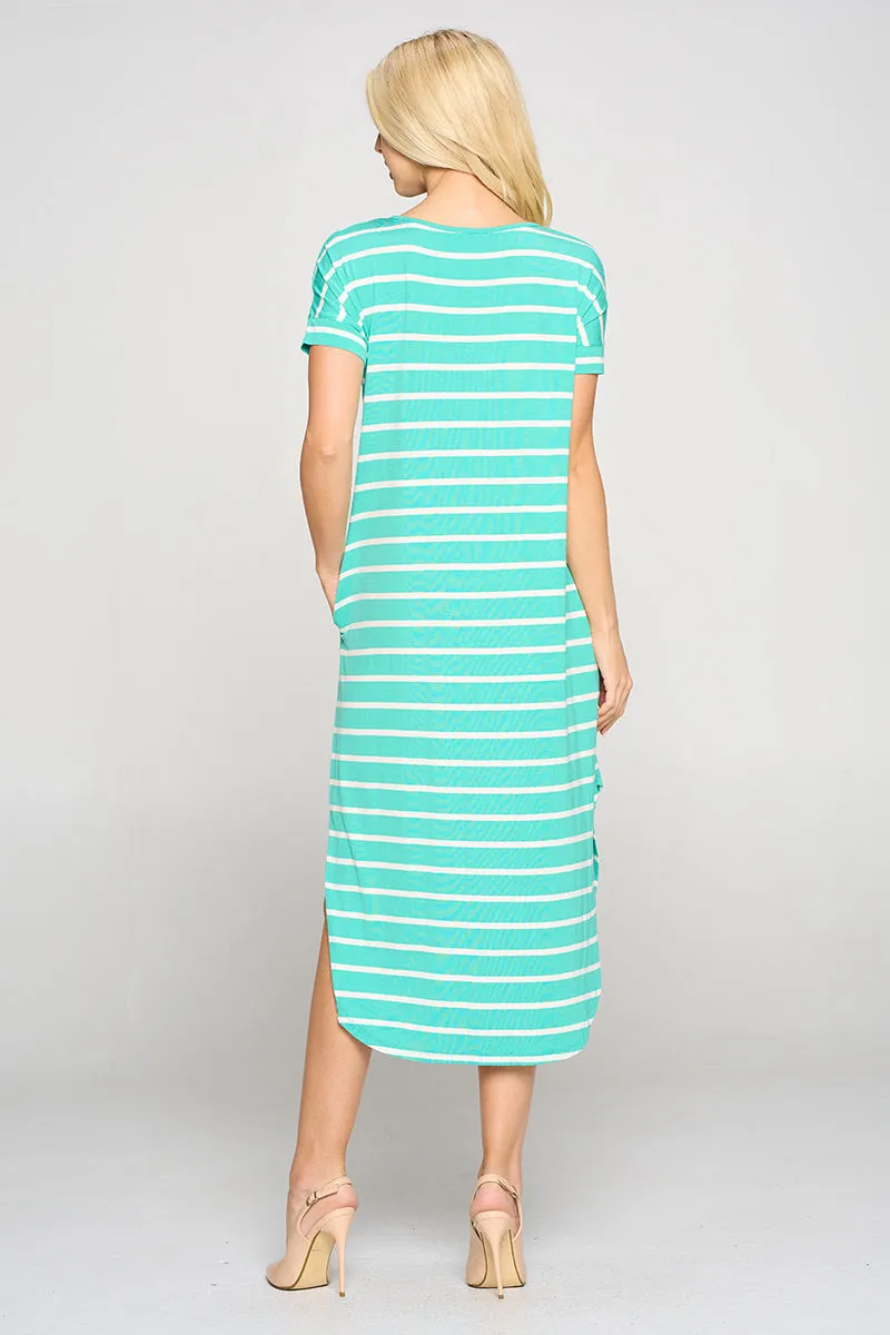 Simply Striped Rounded Hem Midi Dress