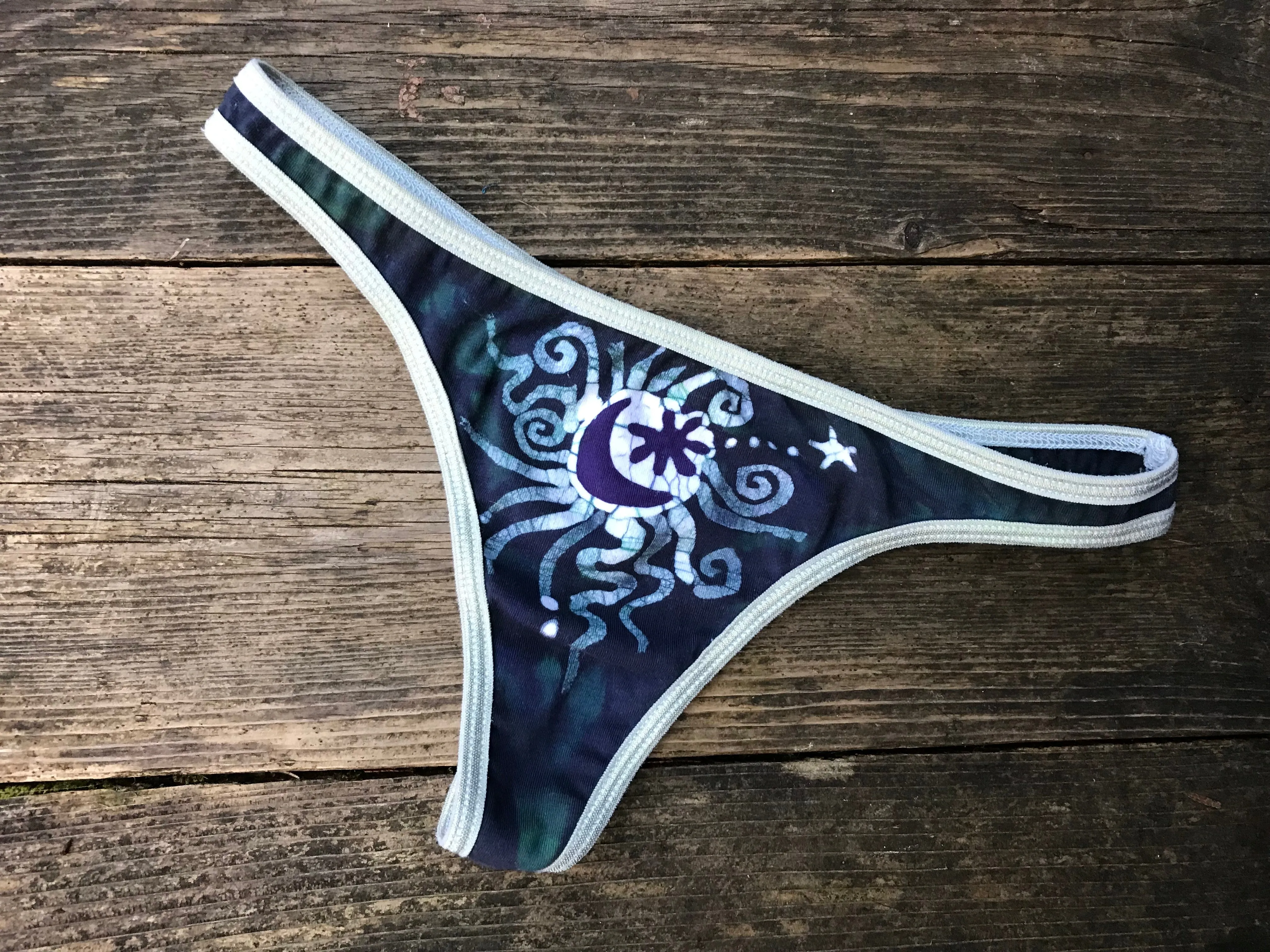 Teal and Purple Moon Batik Undies - Size Medium ONLY