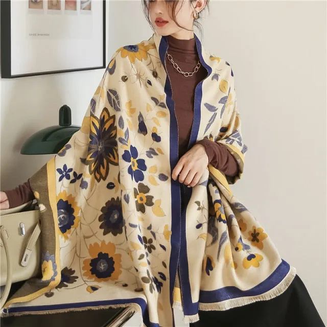 Thick Cashmere Warm Foulard Pashmina Shawl
