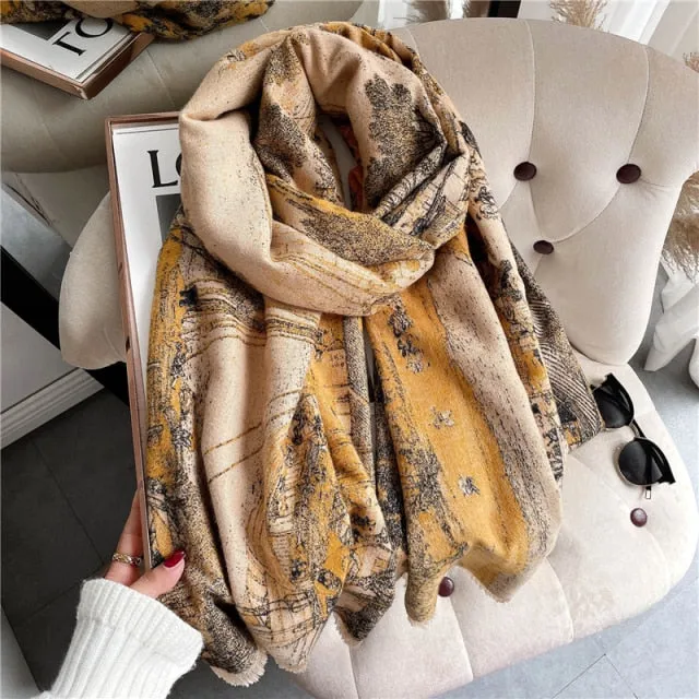 Thick Cashmere Warm Foulard Pashmina Shawl