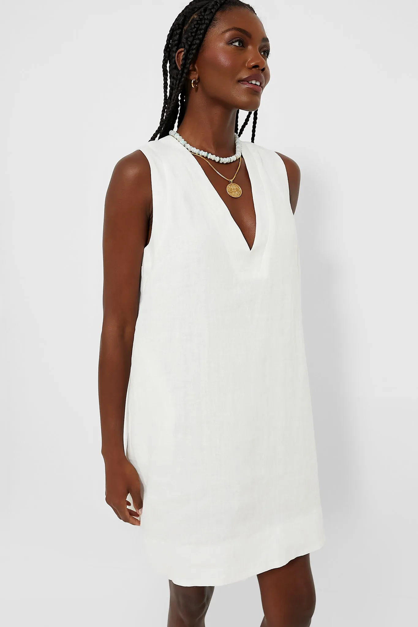 White Linen Melanie Dress