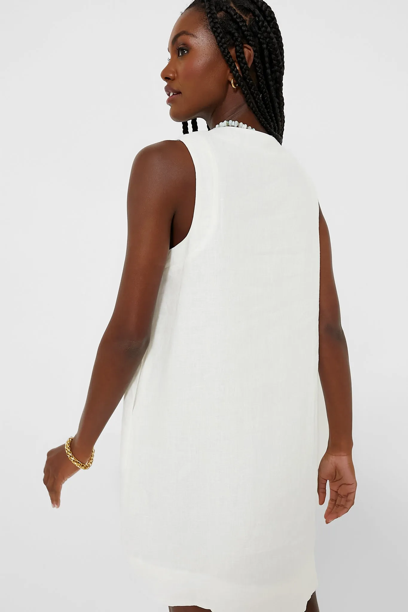 White Linen Melanie Dress