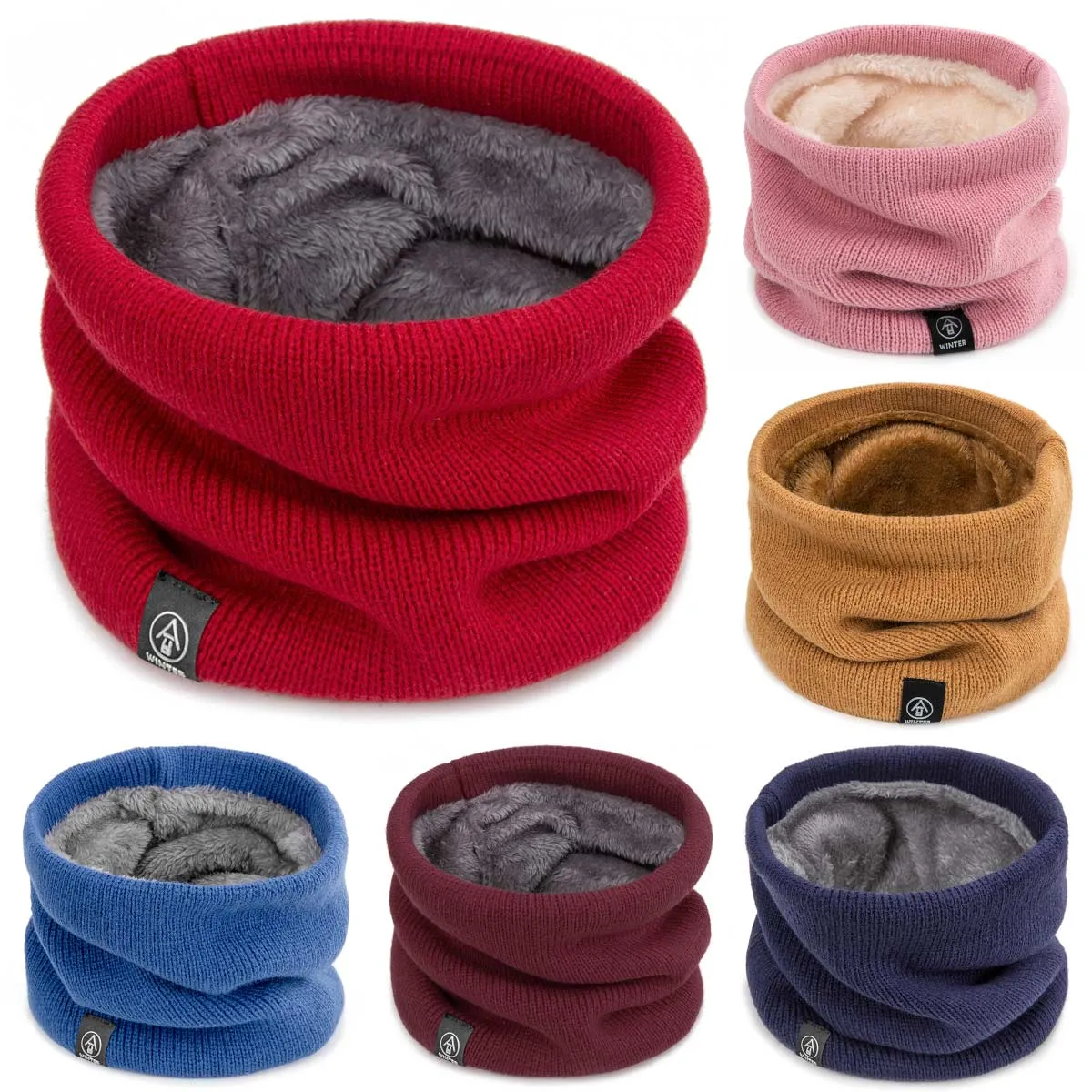 Winter Warm Scarf For Boys Girls  Children Baby Scarf Thick Wool Collar Scarves Scarf Cotton  Knitted Ring Solid Scarves