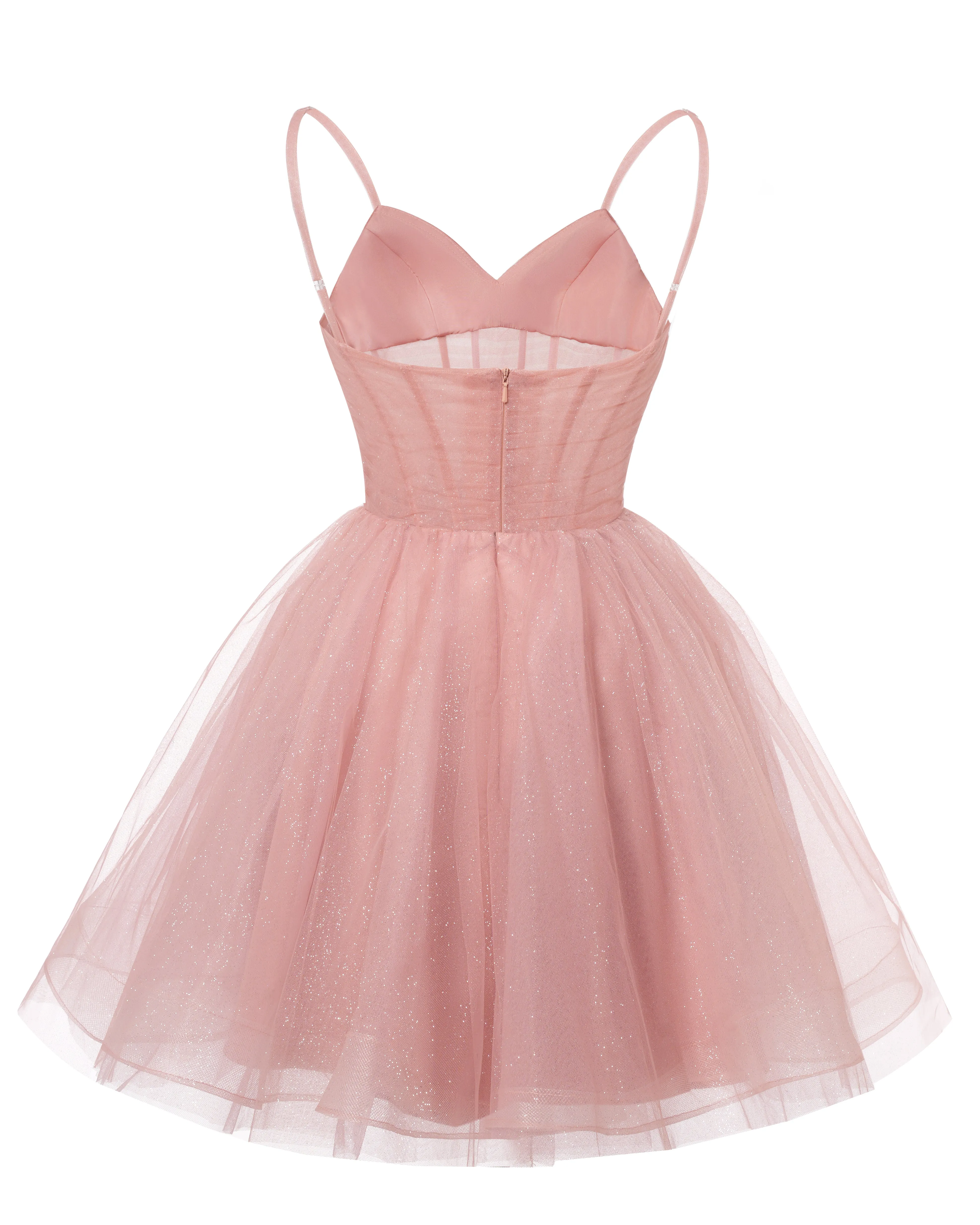 Women's V Neck Tulle Spaghetti Straps Aqua Blue Homecoming Dresses with Corset Back Short Prom Gowns for Teens