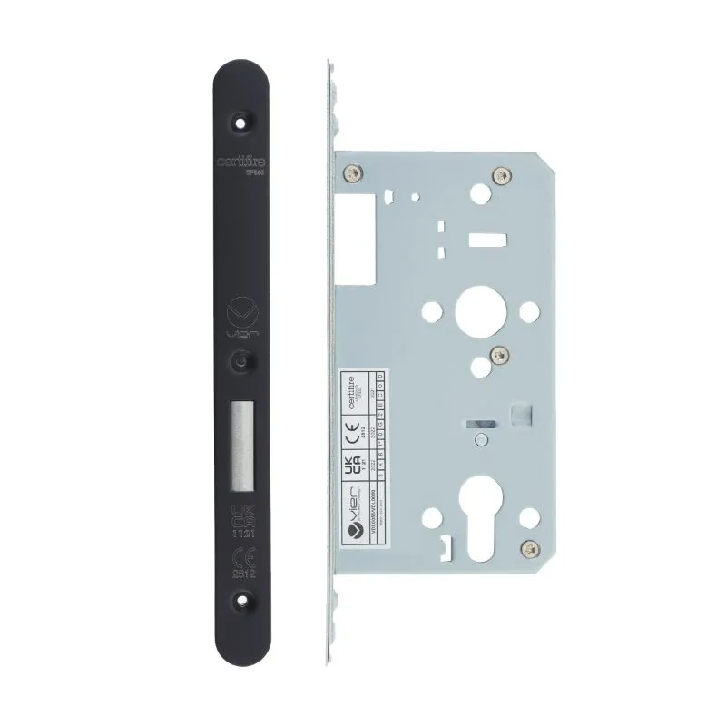 Zoo Din Euro Deadlock- Backset 60mm - 2 Pc Forend - Radius - PVDBLK - PVD Black-Powder Coat Black